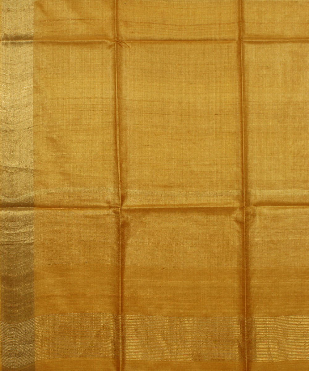 Yellow handwoven tussar silk saree
