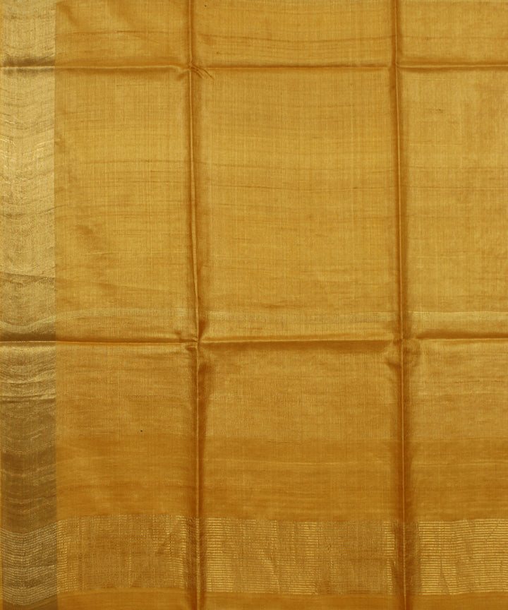 Yellow handwoven tussar silk saree
