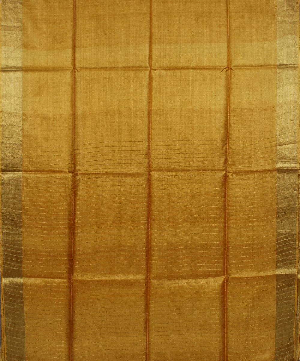 Yellow handwoven tussar silk saree