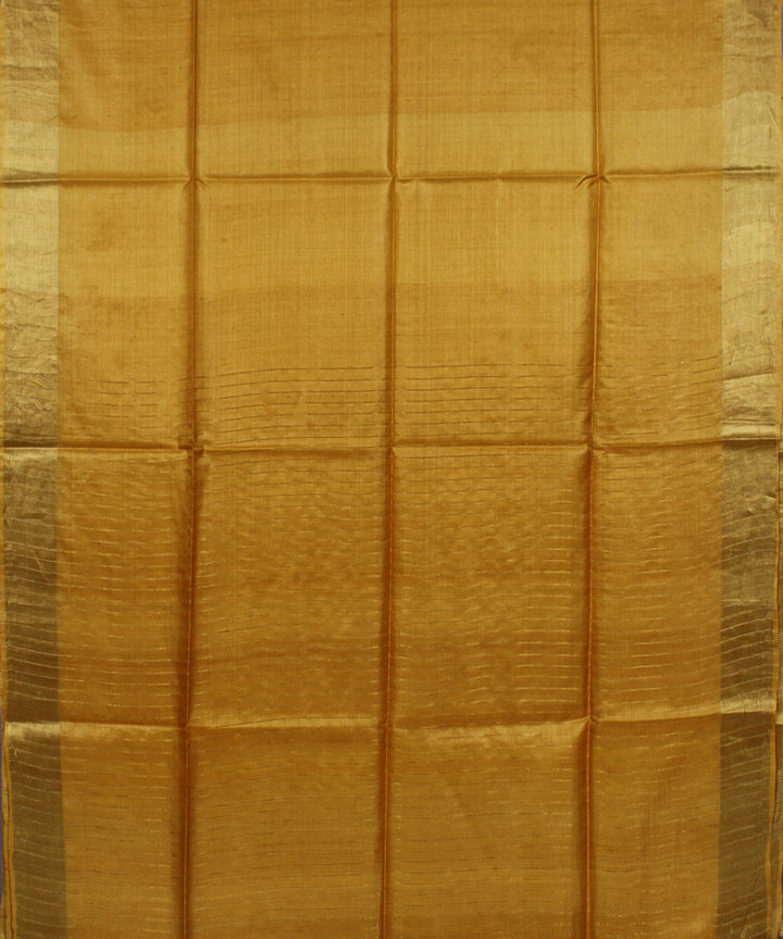 Yellow handwoven tussar silk saree