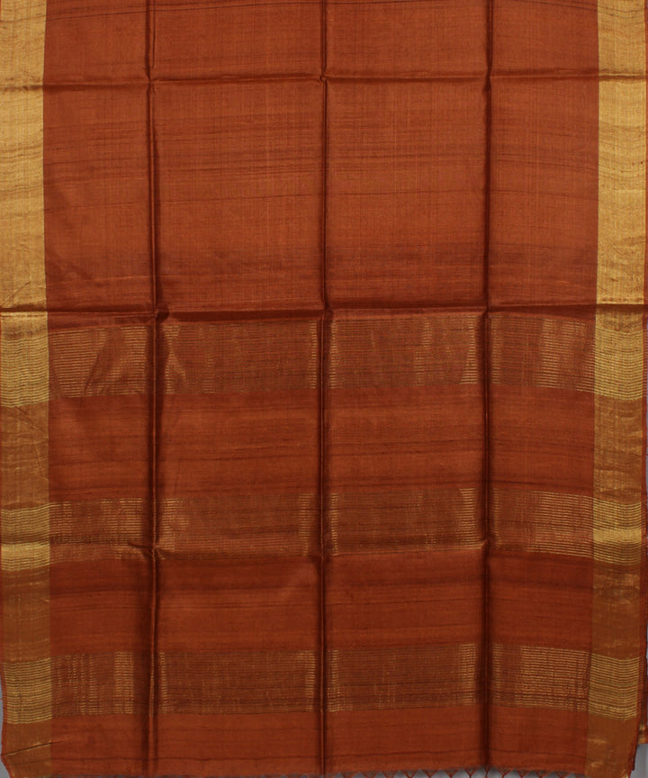 Brown handwoven tussar silk saree