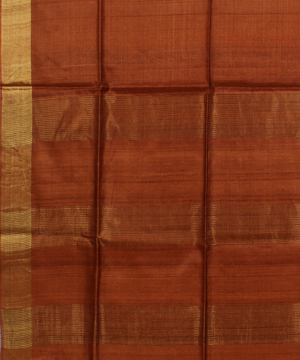 Brown handwoven tussar silk saree