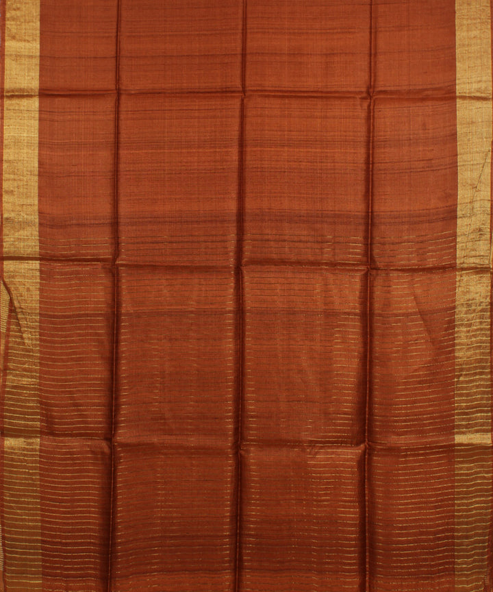 Brown handwoven tussar silk saree