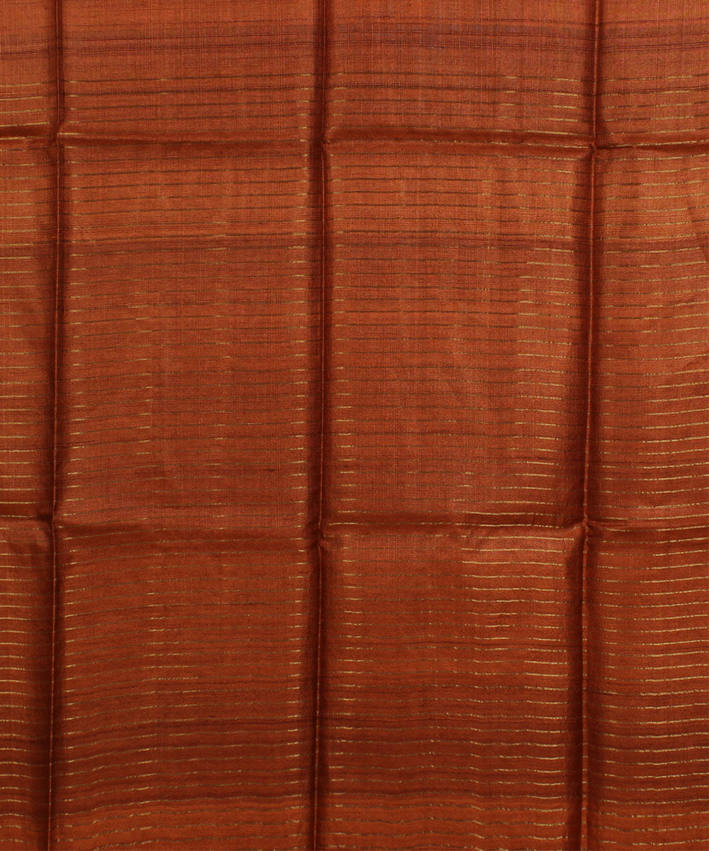 Brown handwoven tussar silk saree