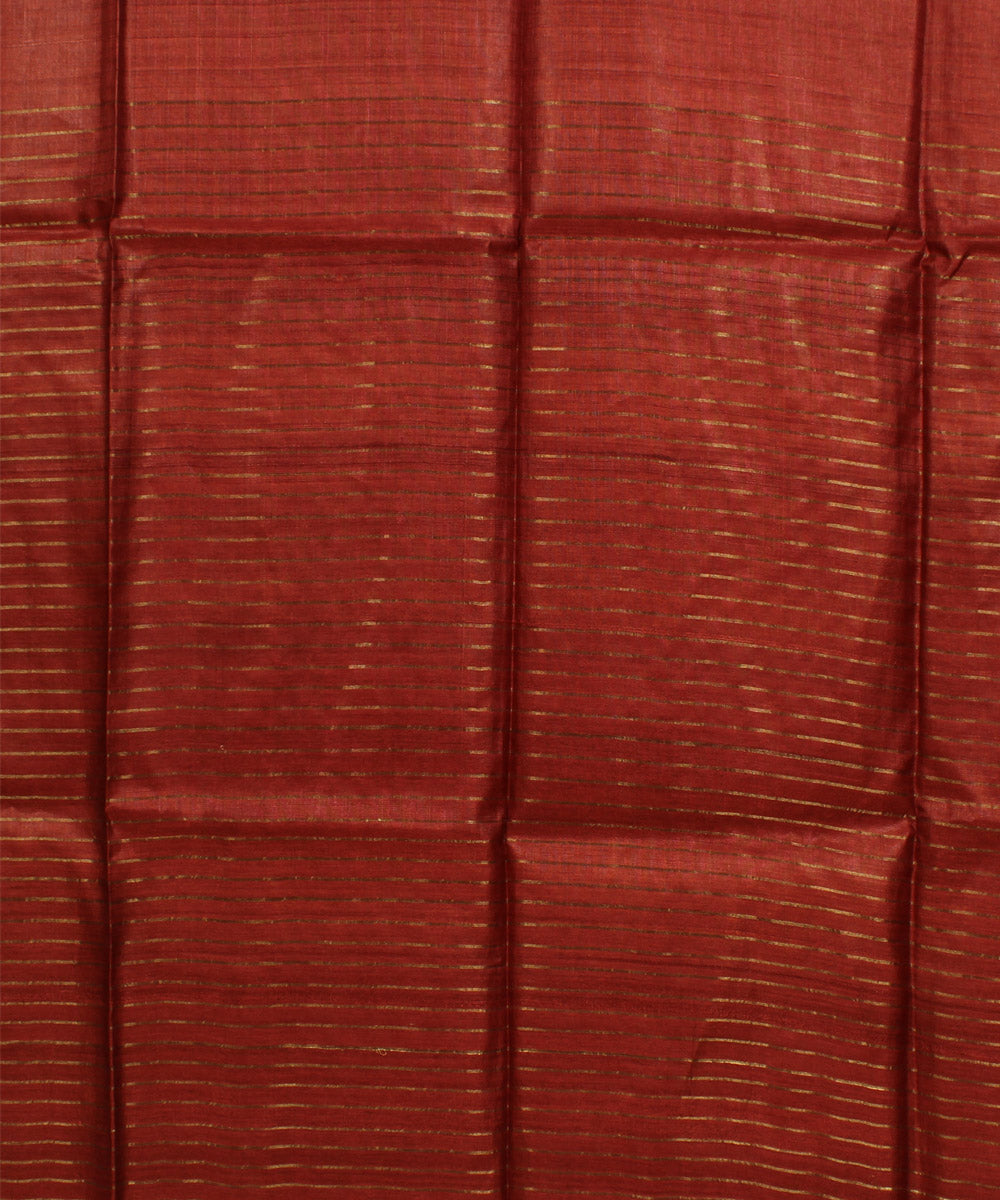 Rust brown handwoven tussar silk saree