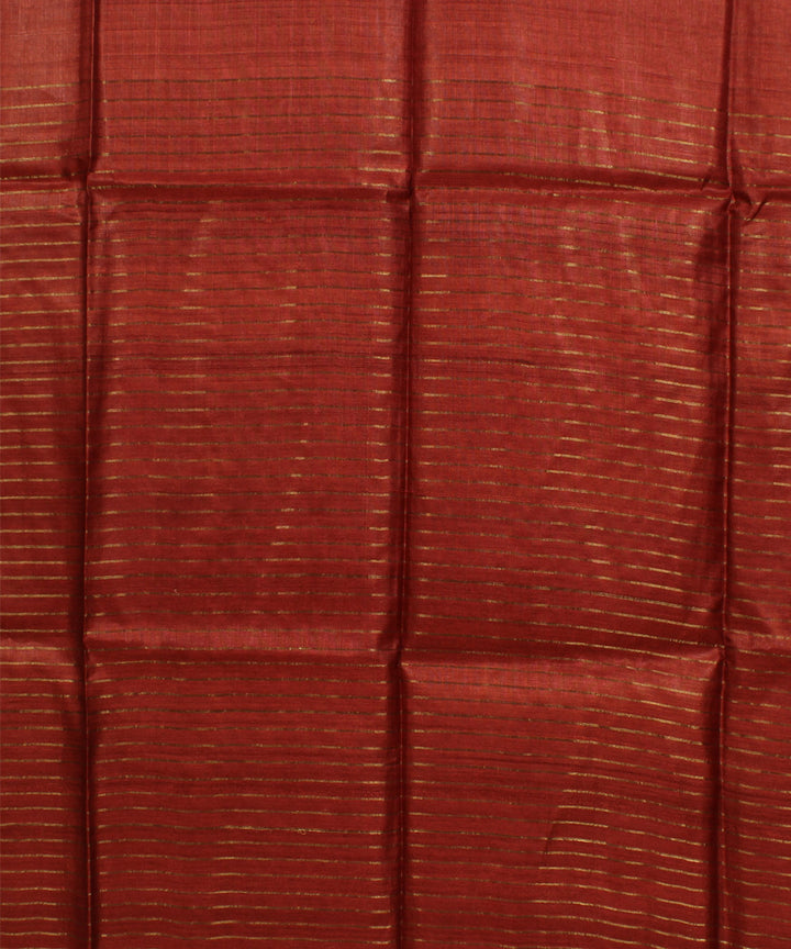 Rust brown handwoven tussar silk saree
