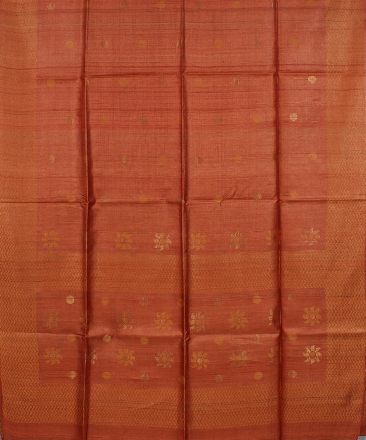 Peach orange handwoven tussar silk saree