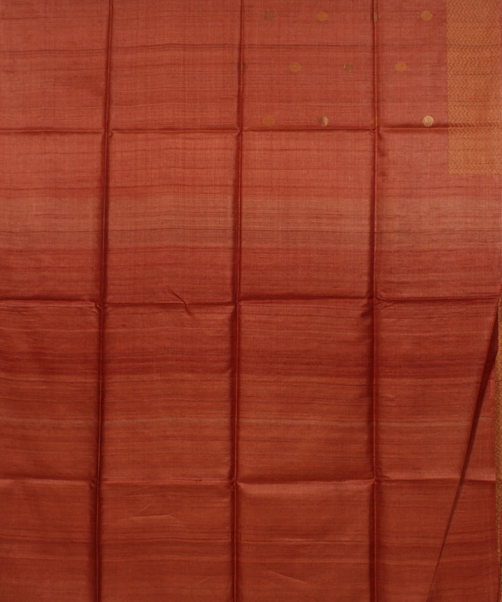 Peach orange handwoven tussar silk saree