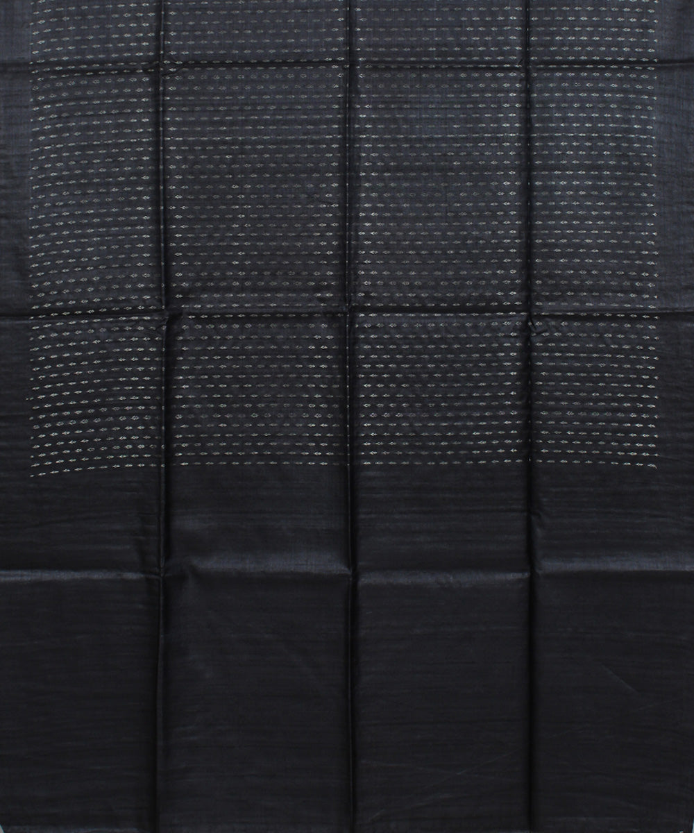 Black with silver buttas handwoven tussar silk saree