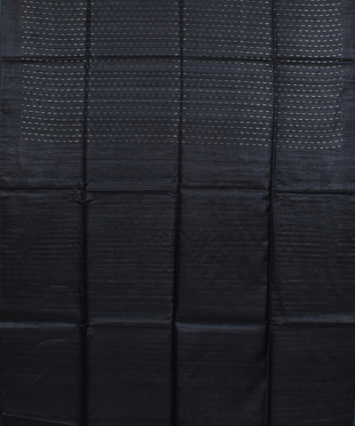 Black with silver buttas handwoven tussar silk saree