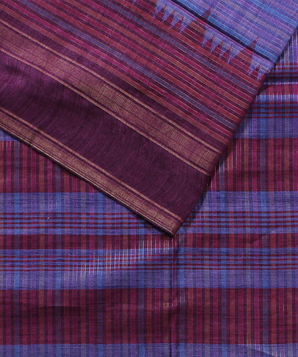 Purple striped handwoven tussar silk saree