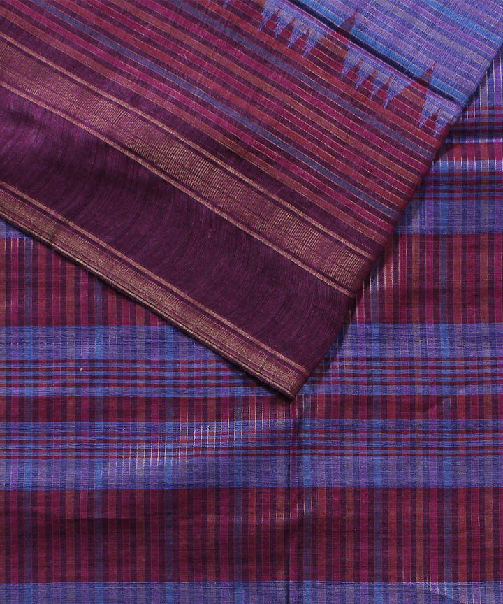 Purple striped handwoven tussar silk saree