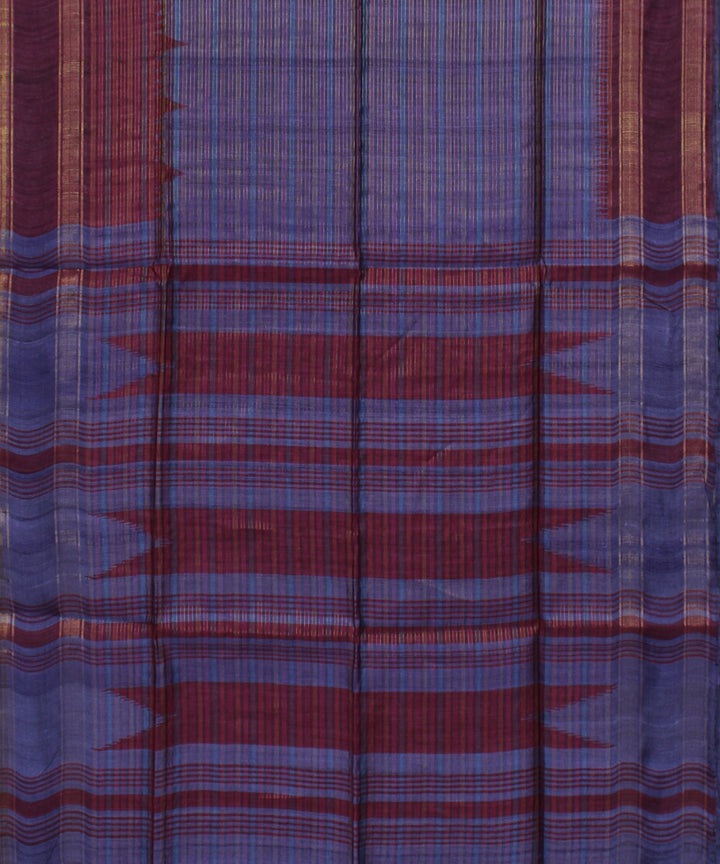 Purple striped handwoven tussar silk saree