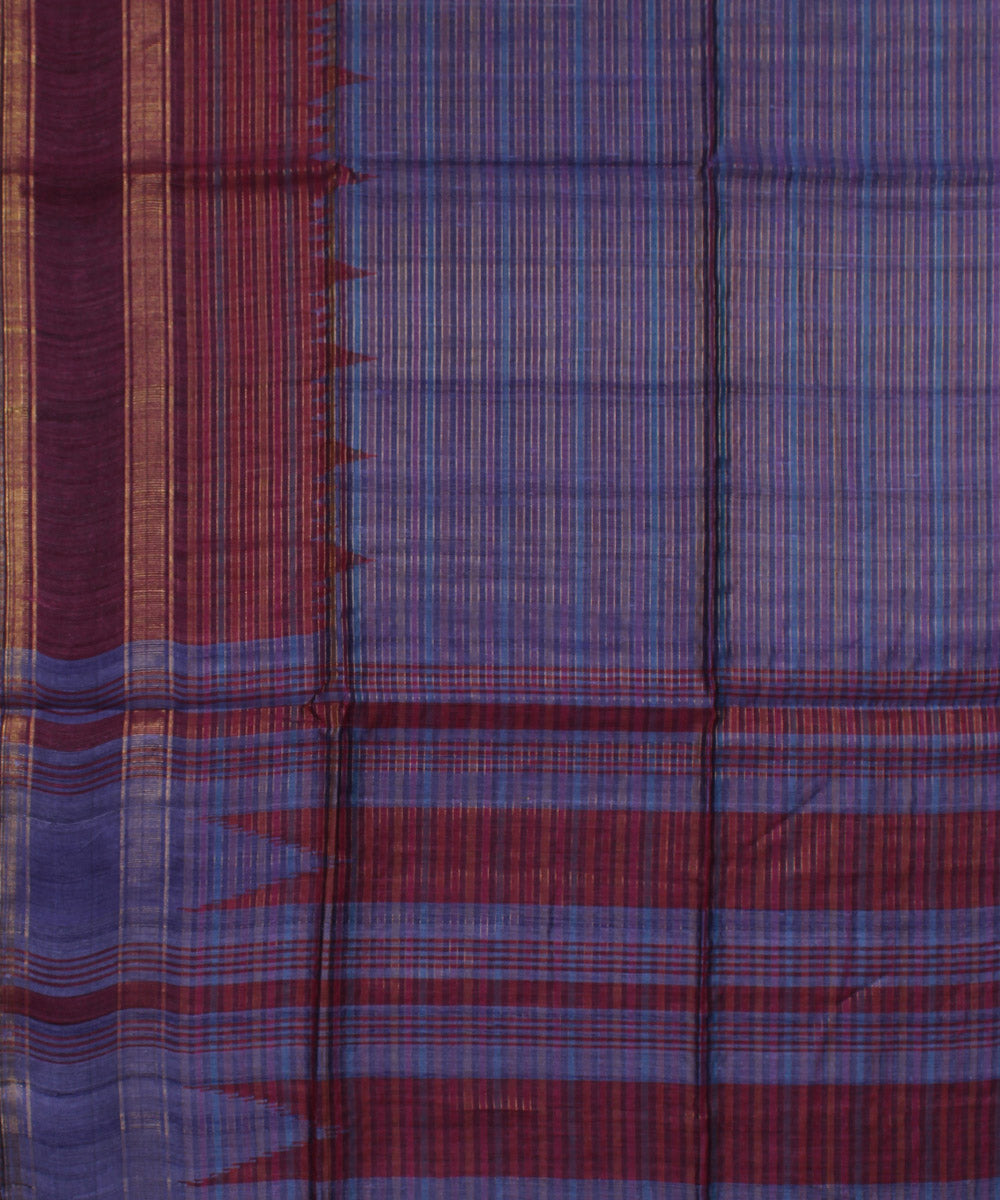 Purple striped handwoven tussar silk saree