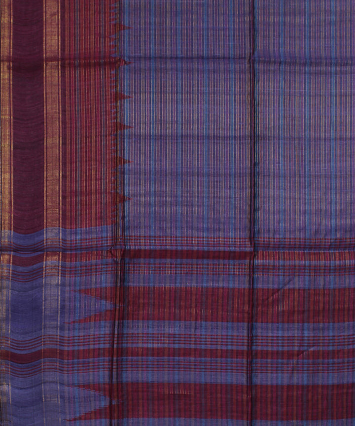 Purple striped handwoven tussar silk saree