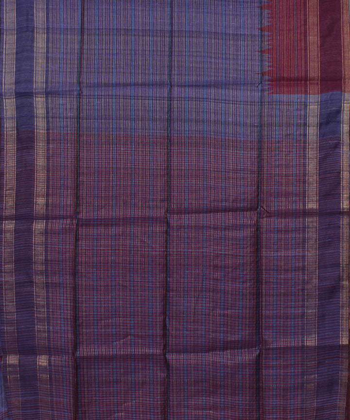 Purple striped handwoven tussar silk saree