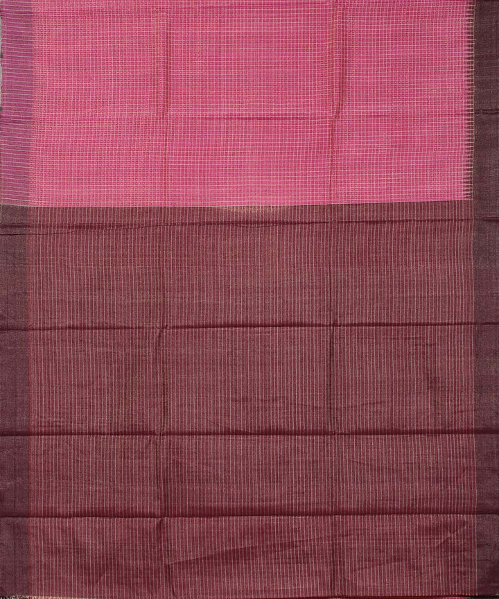 Pink maroon handwoven kosa tussar silk saree