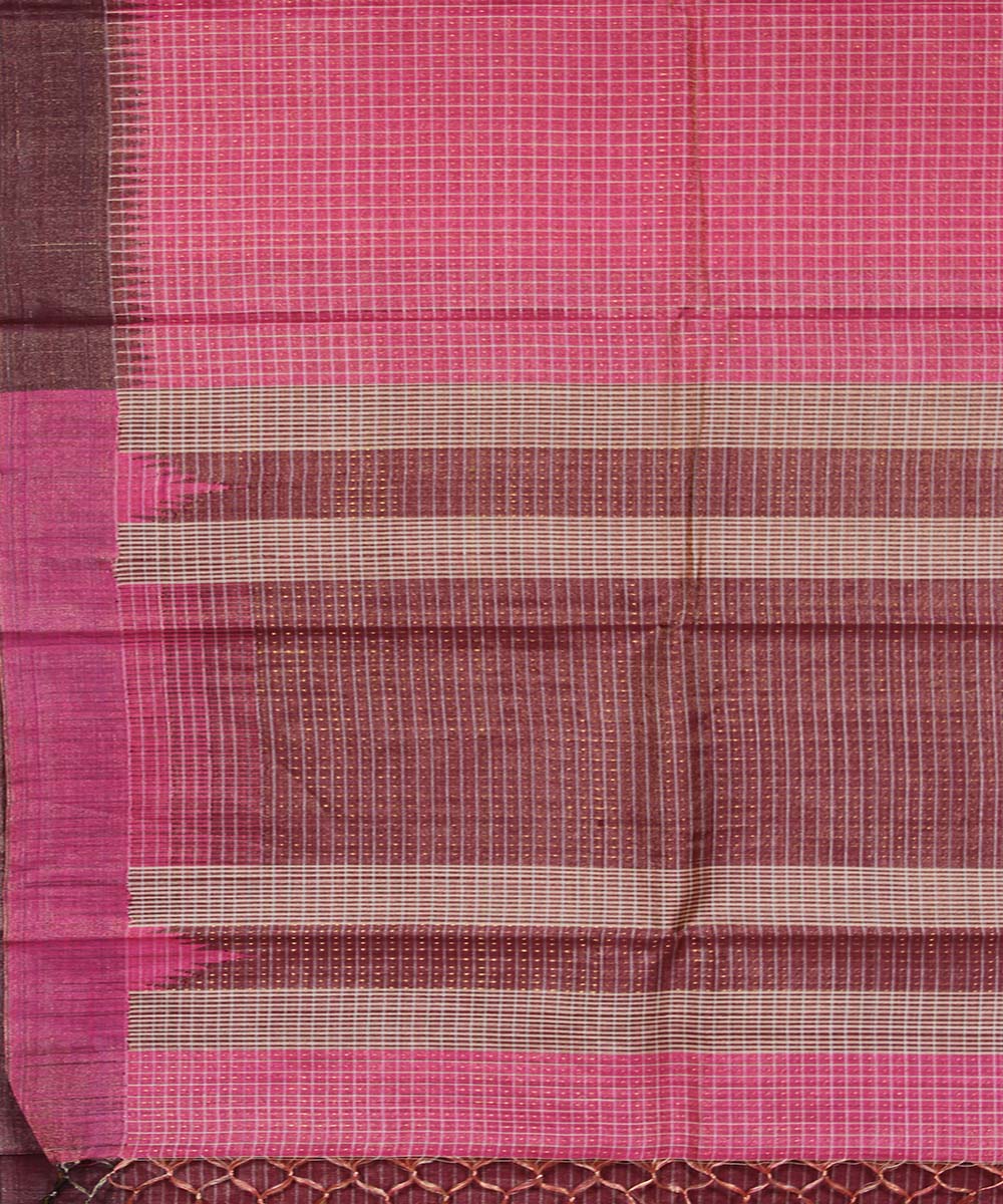 Pink maroon handwoven kosa tussar silk saree