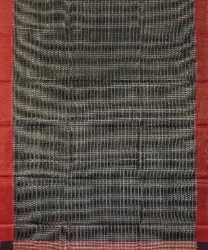 Grey orange handwoven kosa tussar silk saree