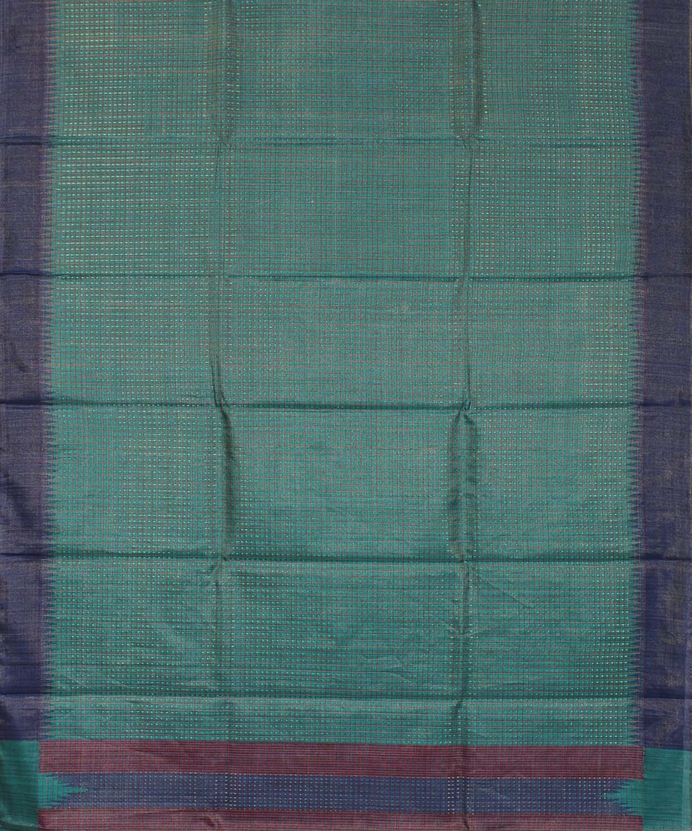 Turquoise lavender handwoven kosa tussar silk saree