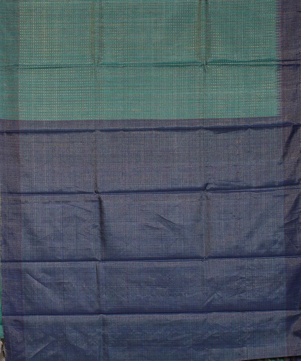 Turquoise lavender handwoven kosa tussar silk saree