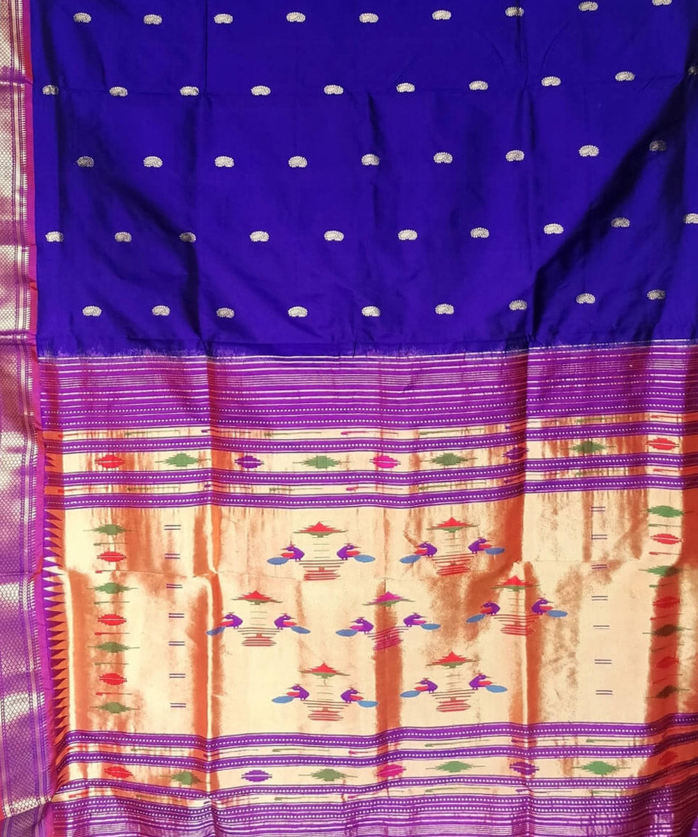 Royal blue and purple silk handloom paithani saree