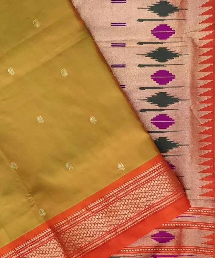 Yellow red handwoven silk paithani saree