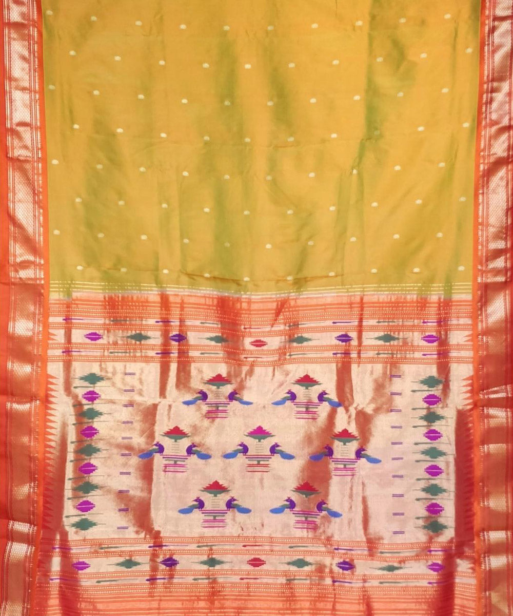 Yellow red handwoven silk paithani saree
