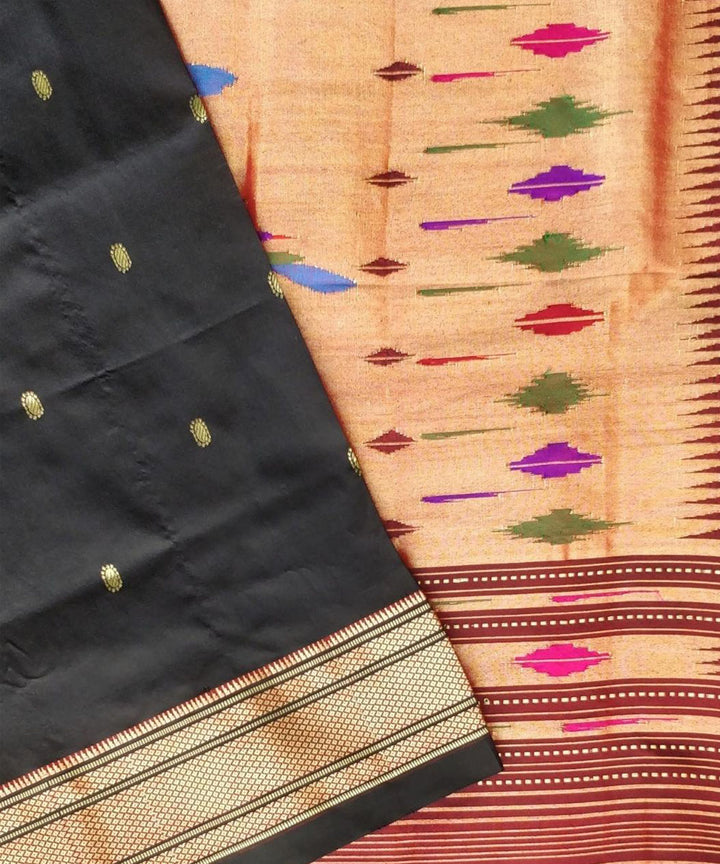 Black red handwoven silk paithani saree
