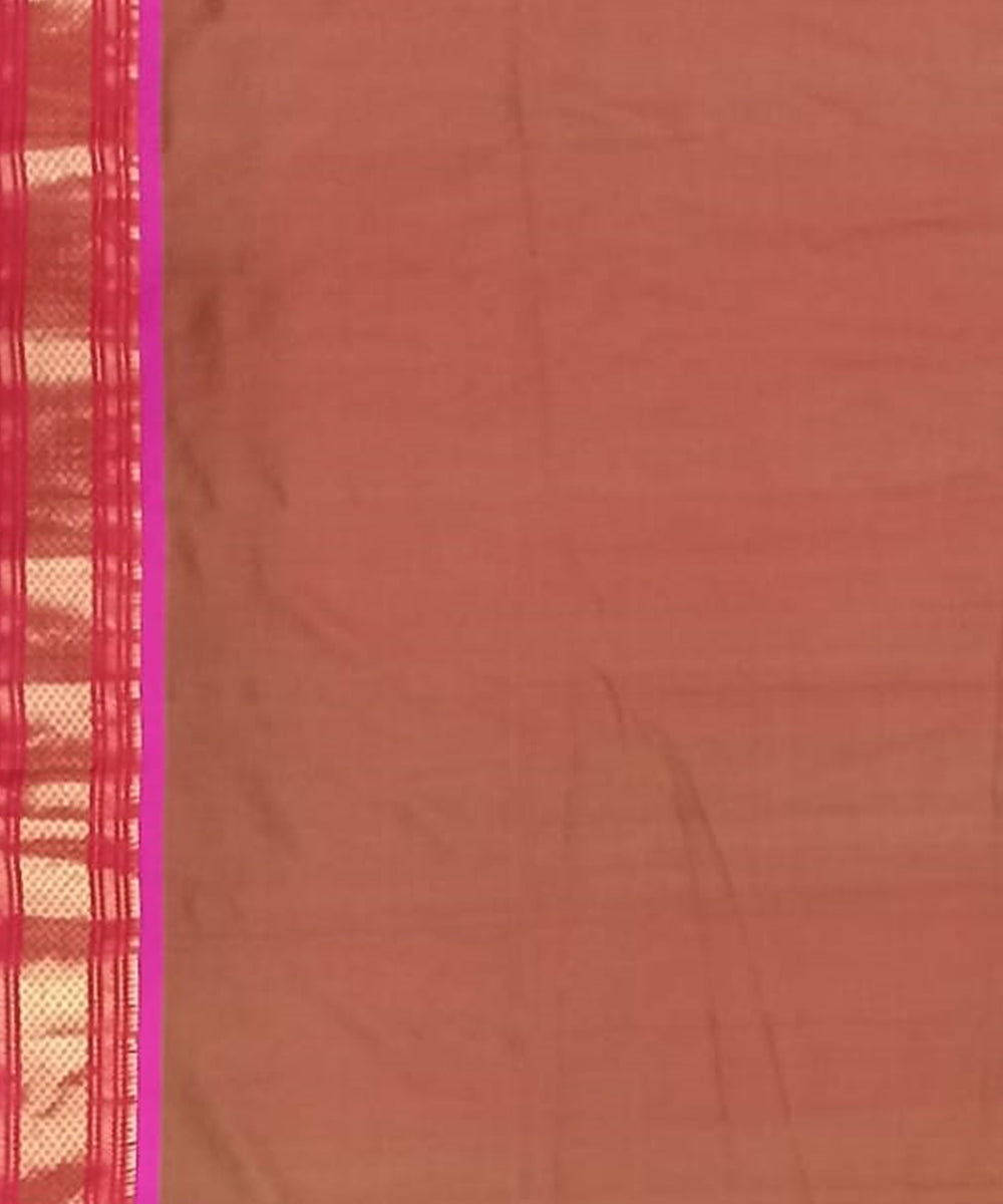 Copper red handwoven silk paithani saree