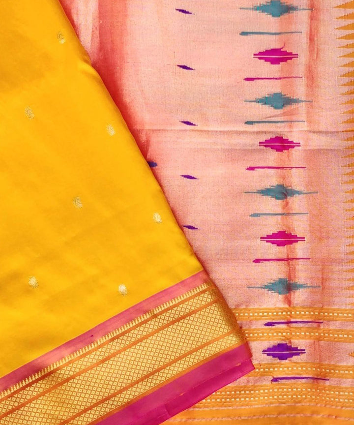 Yellow handloom silk paithani saree