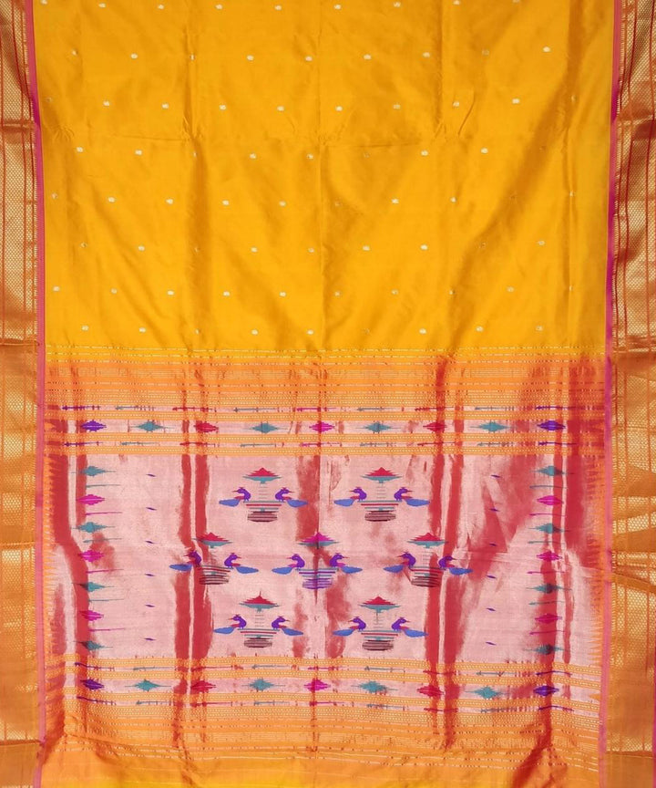 Yellow handloom silk paithani saree