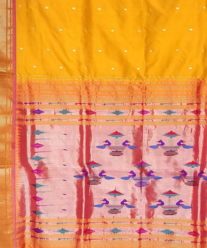 Yellow handloom silk paithani saree