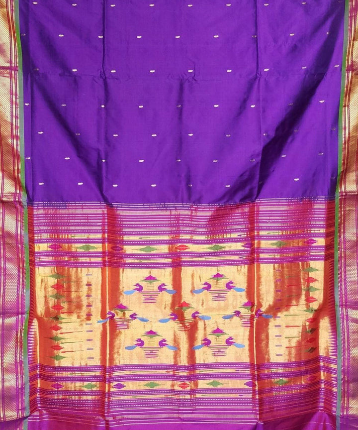 Purple handwoven silk paithani saree