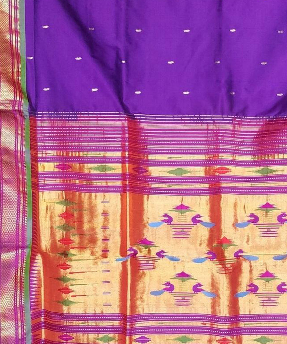 Purple handwoven silk paithani saree