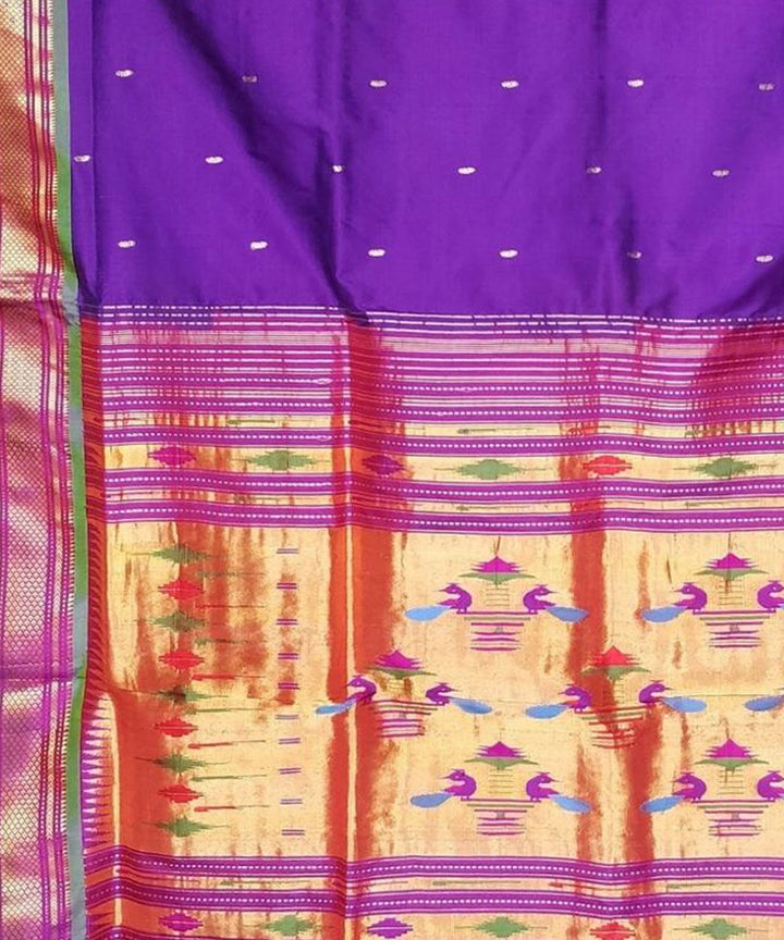 Purple handwoven silk paithani saree
