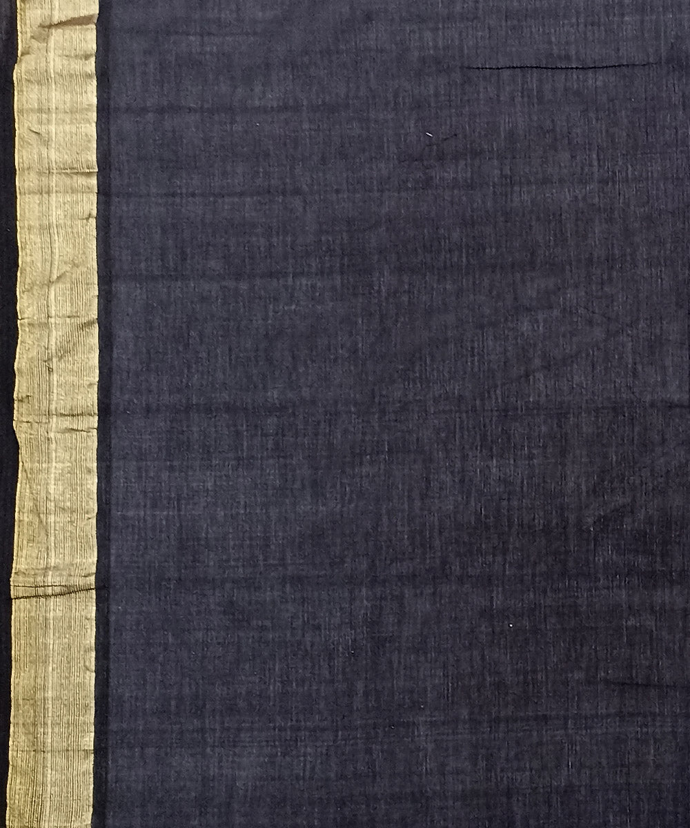 Black handwoven cotton paithani saree