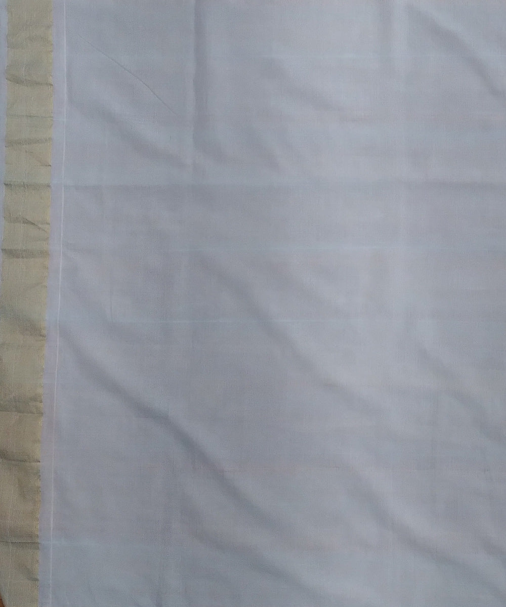 Off white handwoven cotton paithani saree