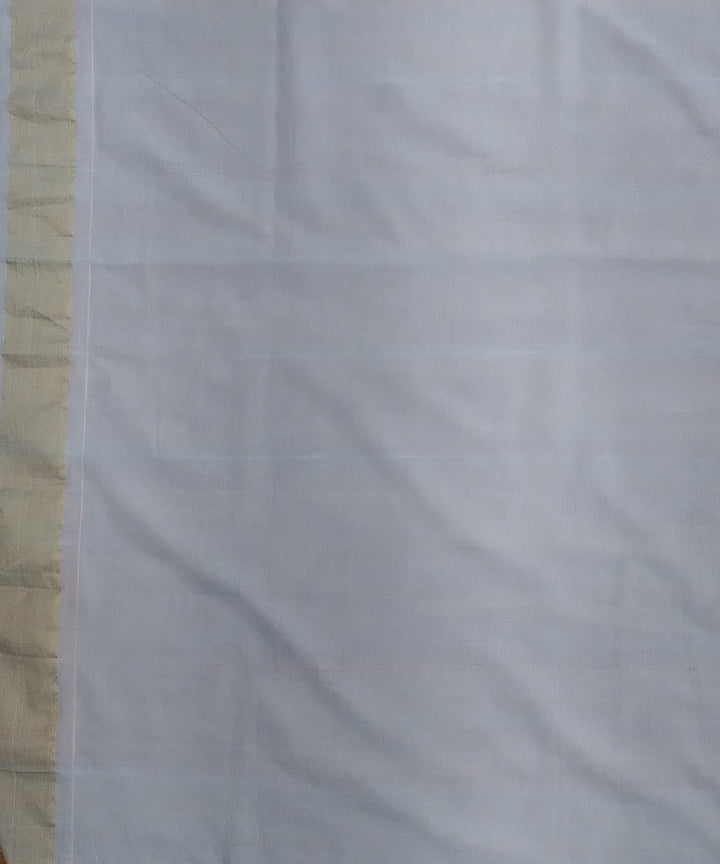 Off white handwoven cotton paithani saree