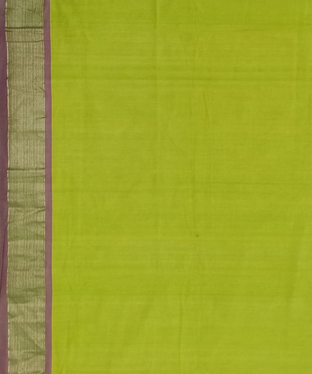 Lime green handwoven cotton paithani saree
