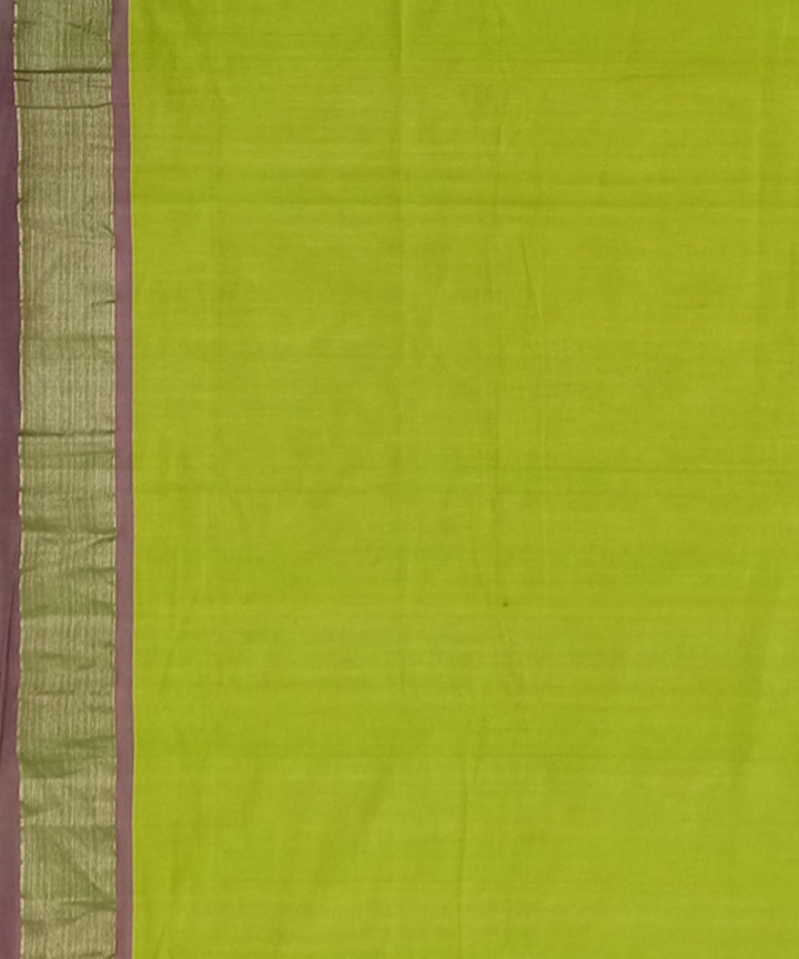 Lime green handwoven cotton paithani saree