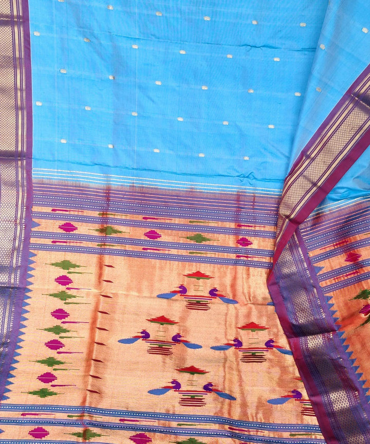 Powder blue silk handwoven paithani saree