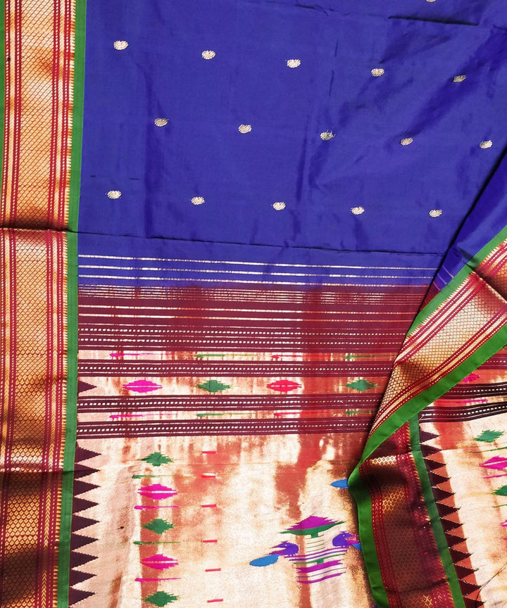Navy blue silk handwoven paithani saree
