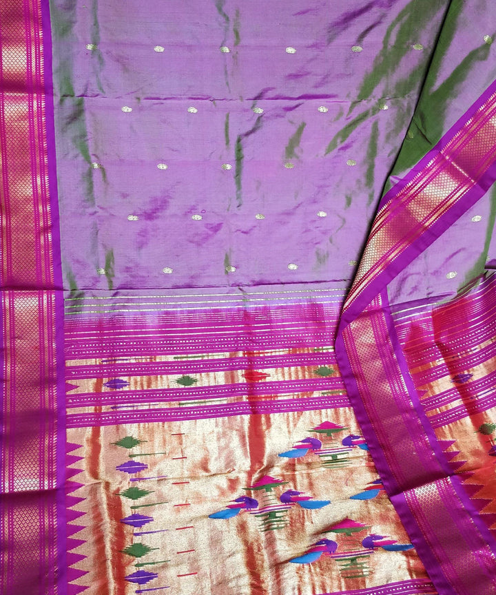 Greyish mauve silk handwoven paithani saree