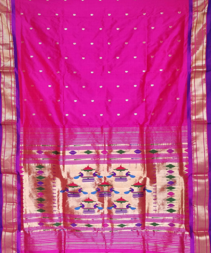 Purple silk with blue border handloom paithani saree