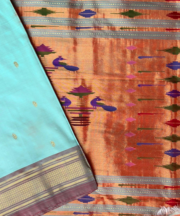 Mint green silk paithani saree saree