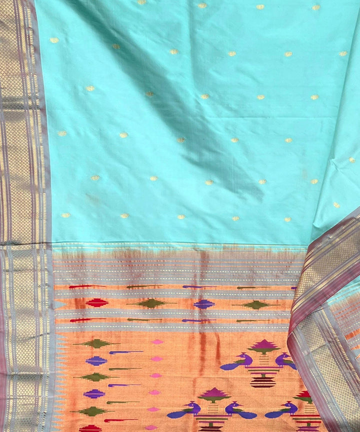 Mint green silk paithani saree saree