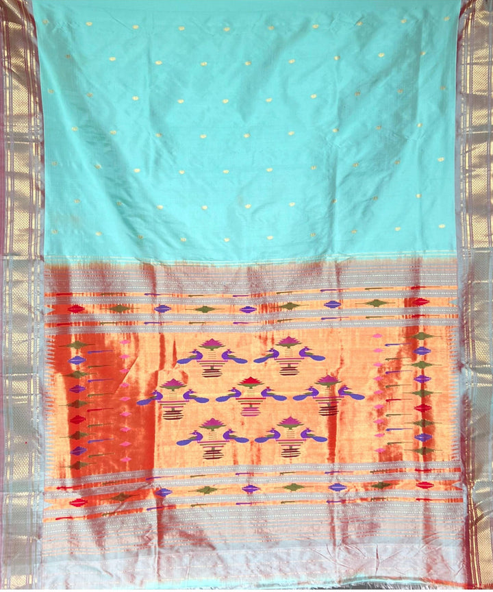 Mint green silk paithani saree saree