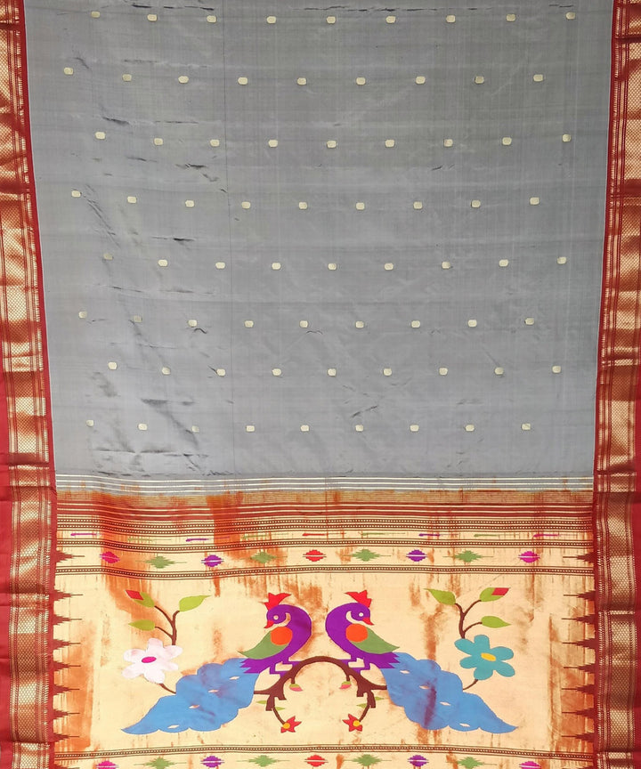 Grey rich pallu silk paithani