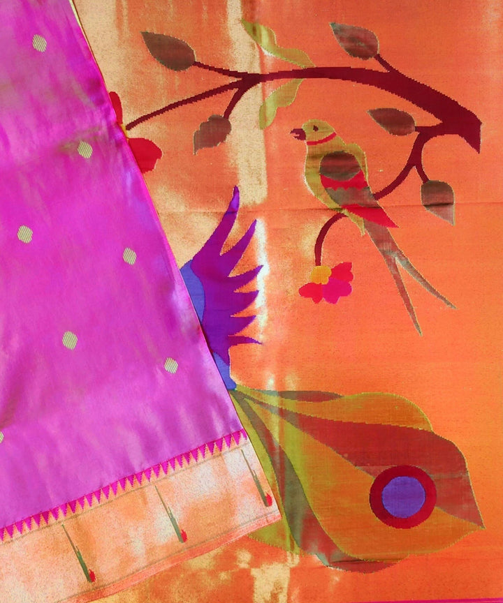 Two tone mauve single muniya rich pallu silk paithani